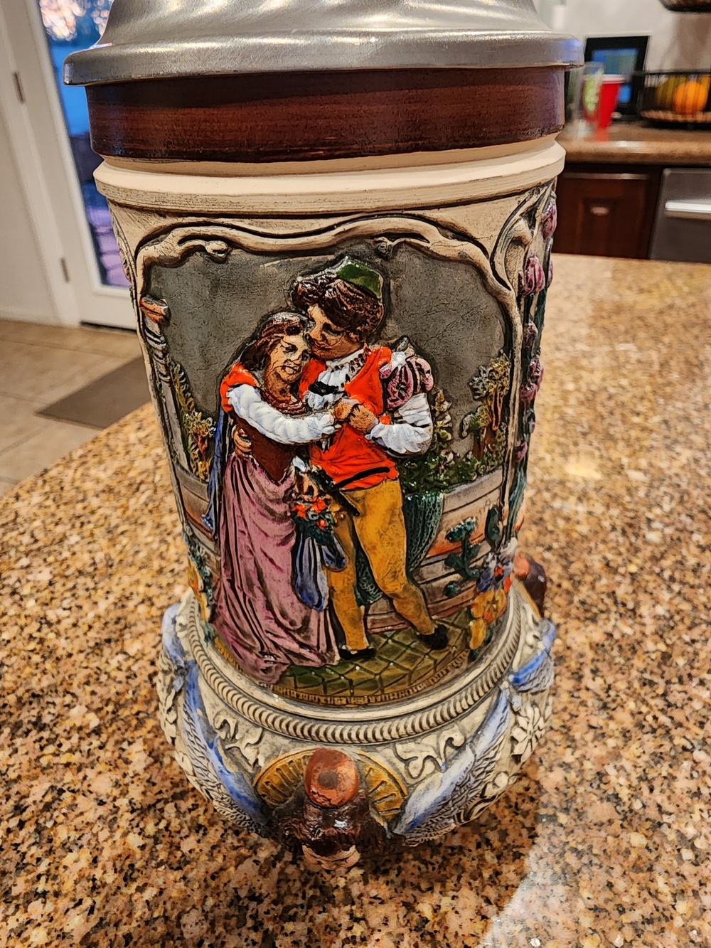 Hand-Painted Ceramic Stein Vase in Multicolor